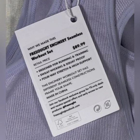 FRESOUGHT ENGINERY Purple Seamless Workout Set NWOT - Picture 12 of 12